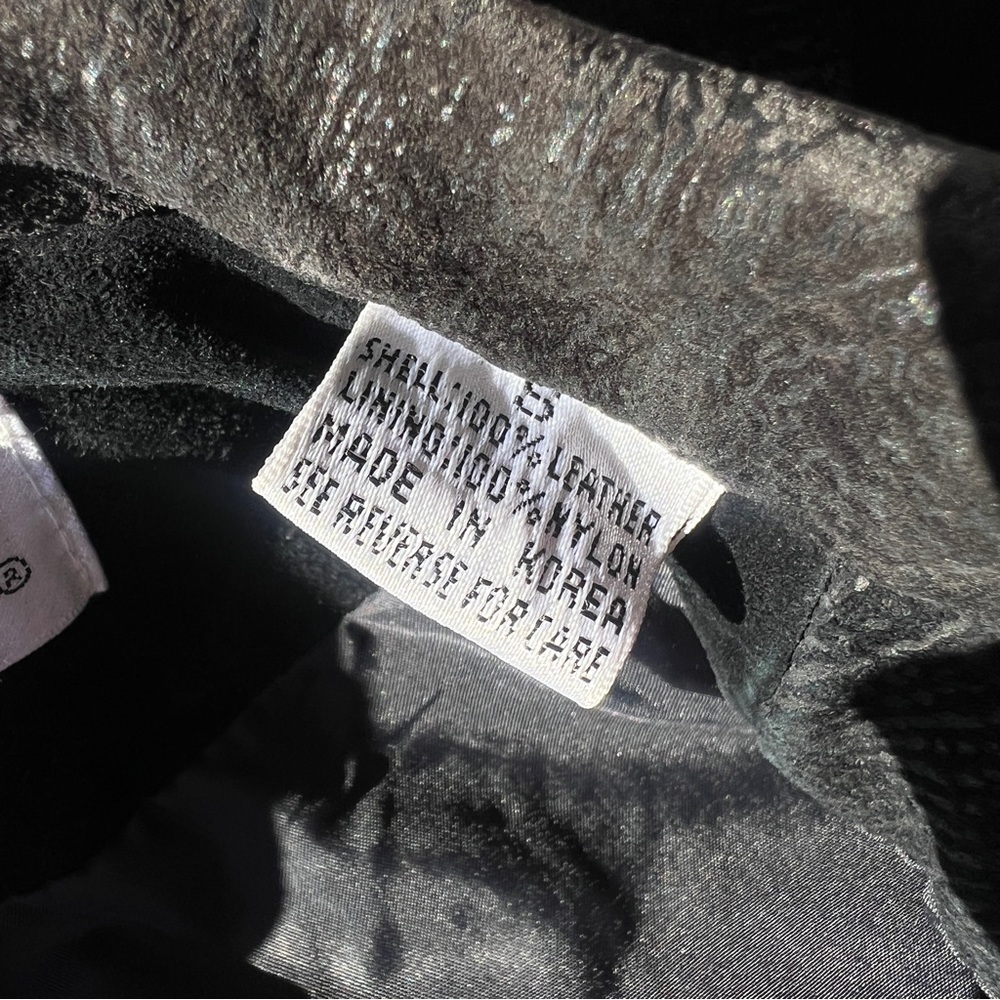 80s Patterned Black Layered Shoulder Leather Jack… - image 5